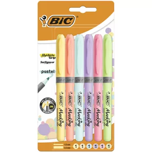 Zakreślacz Highlighter Grip Pastel 6 kol BIC - Przybory szkolne - miniaturka - grafika 1