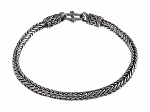 Elegancka oksydowana srebrna bransoleta kłos warkocz 3,8mm srebro 925 - Bransoletki - miniaturka - grafika 2
