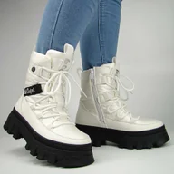 Śniegowce damskie - Lee Cooper LCJ-24-47-3142 Śniegowce damskie buty zimowe ocieplane beżowe - miniaturka - grafika 1