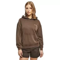 Bluzy damskie - Urban Classics Damska bluza z kapturem Small Embroidery Terry Hoody, brązowy, M - miniaturka - grafika 1