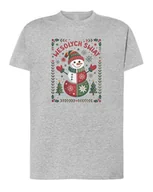 Koszulki i topy damskie - Koszulka Świąteczna Wesołych Świąt Bałwanek Prezent Szary melanż L - miniaturka - grafika 1