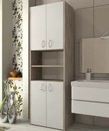 Szafki łazienkowe - Słupek łazienkowy Adaś 4D sonoma/biel 56 cm - miniaturka - grafika 1