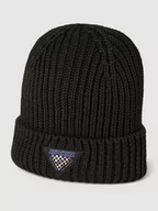 Czapki damskie - Czapka beanie w jednolitym kolorze z naszywką z logo - miniaturka - grafika 1