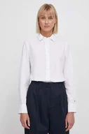 Koszule damskie - Tommy Hilfiger koszula bawełniana damska kolor biały regular z kołnierzykiem klasycznym - miniaturka - grafika 1