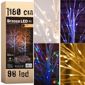 Ozdoby bożonarodzeniowe - DRZEWKO ŚWIĄTECZNE BRZOZA LED DEKORACJA ŚWIĘTA 180CM 96 LED WIELOKOLOROWA - miniaturka - grafika 1