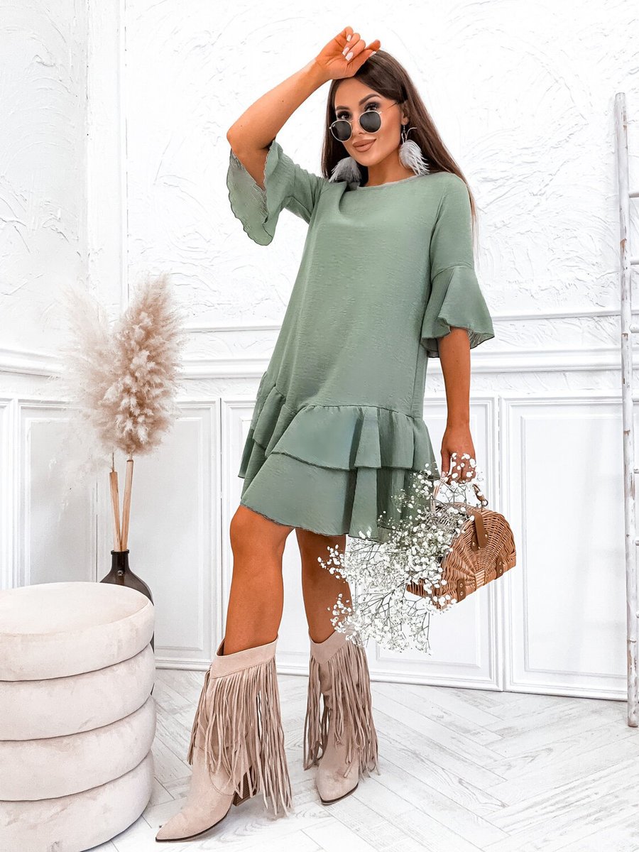 Royalfashion Lniana damska sukienka mini-S/M - 37