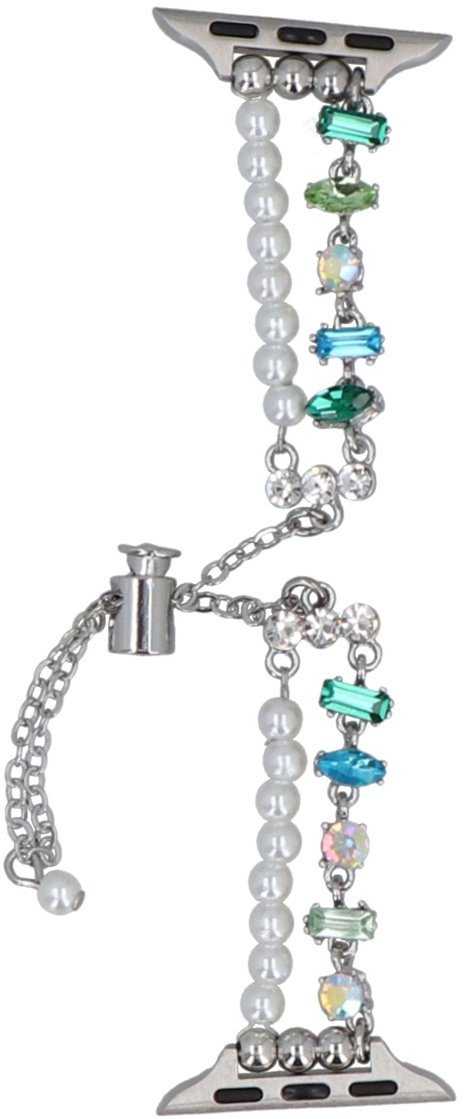 GlacierX bransoleta do smartwatcha Slider Clasp Double Chain Bracelet Crystal Green do Apple Watch 38/40/41mm Srebrno-zielona