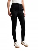 Spodnie damskie - NOISY MAY CZARNE JEANSY RURKI WYSOKI STAN ZAMKI BAWEŁNA 28/32 XQA - miniaturka - grafika 1