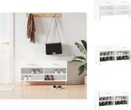 Szafki na buty - vidaXL Ławka na buty biały wysoki połysk 102x35x55 cm materiał drewnopochodny - Stojaki i szafki na buty - miniaturka - grafika 1