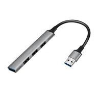Huby USB - Hub USB 3.0 4-Portowy w Aluminiowej Obudowie - Elegancki i Funkcjonalny Rozgałęźnik Dla Efektywnego Zarządzania Urządzeniami - miniaturka - grafika 1