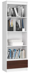 Fabryka mebli akord REGAŁ R 60cm CLP 1 SZUFLADA 4 PÓŁKI BIAŁY / WENGE RP0PREGBIAVEN002 - Regały - miniaturka - grafika 1