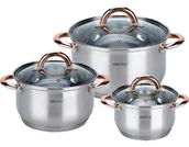 Zestawy garnków i patelni - Srebrne garnki ze stali nierdzewnej 3 sztuki N5-S07 - miniaturka - grafika 1