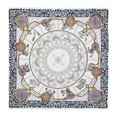 Apaszki i szaliki męskie - Damska apaszka z jedwabiu w geometryczny wzór biało - granatowa - miniaturka - grafika 1