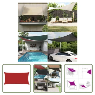 The Living Store Żagiel przeciwsłoneczny - 160 g/m² - czerwony - 4x7 m - HDPE - Żagiel Ogrodowy - Parasole ogrodowe - miniaturka - grafika 1