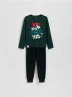 Skarpetki dla dzieci - Reserved - Świąteczna piżama z bawełny - ciemnozielony - miniaturka - grafika 1