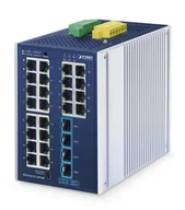 Pozostałe akcesoria sieciowe - PLANET Industrial L2+ 24-Port Managed Switch IGS-4215-24T4X Zarządzany L2+ Gigabit Ethernet (10/100/1000) Aluminium, Niebieski - miniaturka - grafika 1