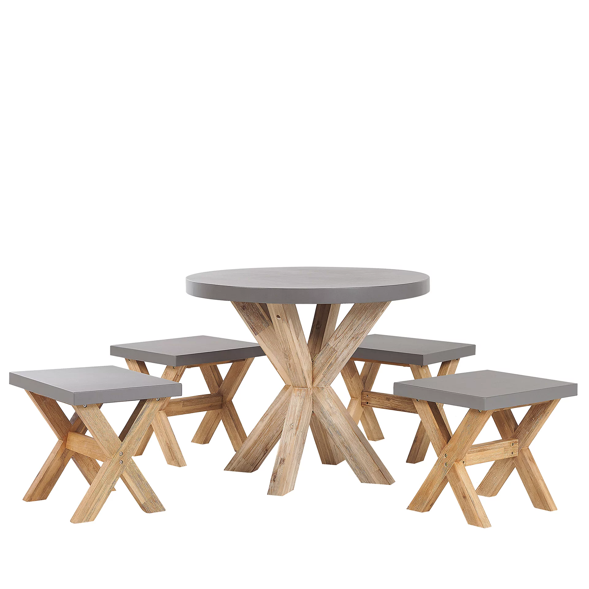 Shumee Shumee Zestaw ogrodowy okrągły stół i 4 stołki szary OLBIA 263400