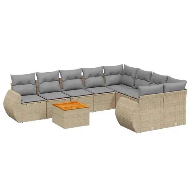 Zestaw mebli ogrodowych modułowych, beżowy, rattan PE, 62x62x69 cm