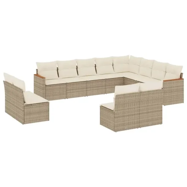 Zestaw mebli ogrodowych beżowy, rattan PE, wymiary: 62x62x69 cm, 55x62x69