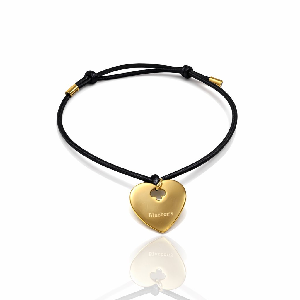 Bransoletka sznurkowa ' Heart Charm' [Kolor: czarny]