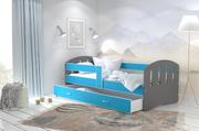Łóżka dla dzieci i młodzieży - Łóżko dziecięce 180x80 szary błękit  HAPPY - miniaturka - grafika 1