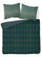 Pościel - Pościel satynowa 180x200 zielona butelkowa złota ornament Home Satin - miniaturka - grafika 1