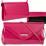 Torebki damskie - Różowa lakierowana damska torebka wieczorowa kopertówka BELTIMORE różowy - miniaturka - grafika 1