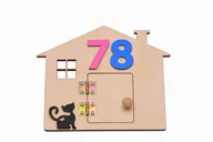 Zabawki interaktywne dla dzieci - Domek + numer z kotkiem do tablicy sensorycznej. - miniaturka - grafika 1