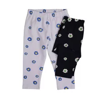 Legginsy - Legginsy 3/4 dziewczęce 2-pak, biało-granatowe w margaretki, Tup Tup - miniaturka - grafika 1