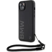 Etui i futerały do telefonów - BMW BMHCP15M23RMRLK iPhone 15 Plus / 14 Plus 6.7" czarny/black hardcase Signature Leather Wordmark Cord - miniaturka - grafika 1