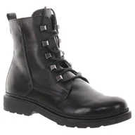 Botki damskie - Marco Tozzi Czarne Skórzane Botki Na Jesień 38 - miniaturka - grafika 1