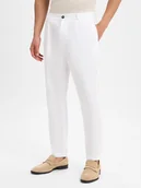 Spodnie męskie - JOOP! Męskie dopasowane spodnie garniturowe z zawartością lnu - Lester Mężczyźni Comfort Fit Lyocell biały jednolity, 50 - miniaturka - grafika 1
