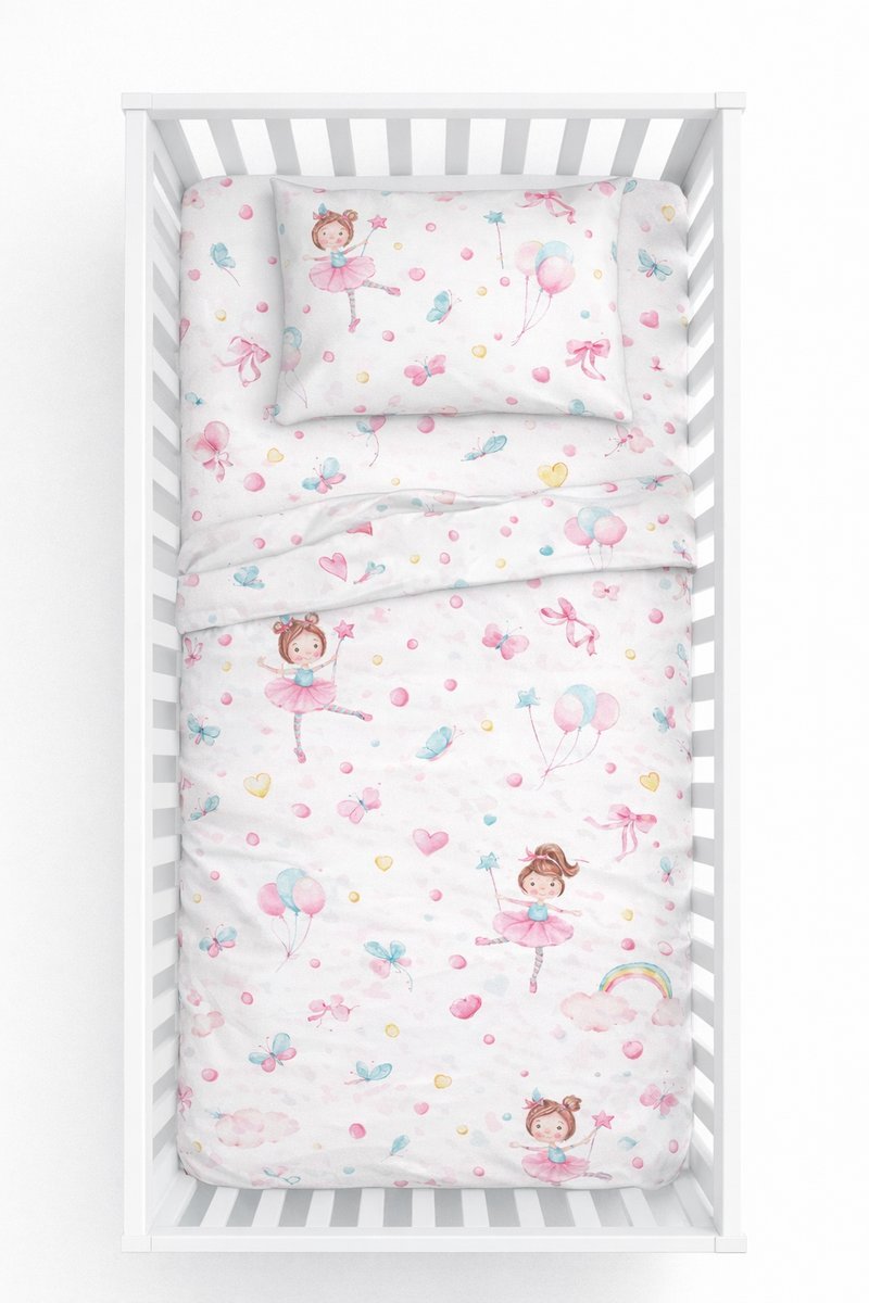 Pościel bawełniana 135x100+poszewka 40x60 oeko-tex zapakowana Wróżki