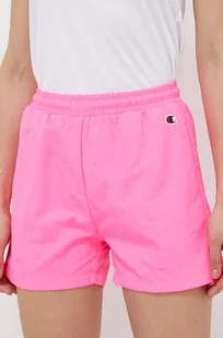Champion szorty damskie kolor różowy gładkie high waist - Spodenki damskie - miniaturka - grafika 1
