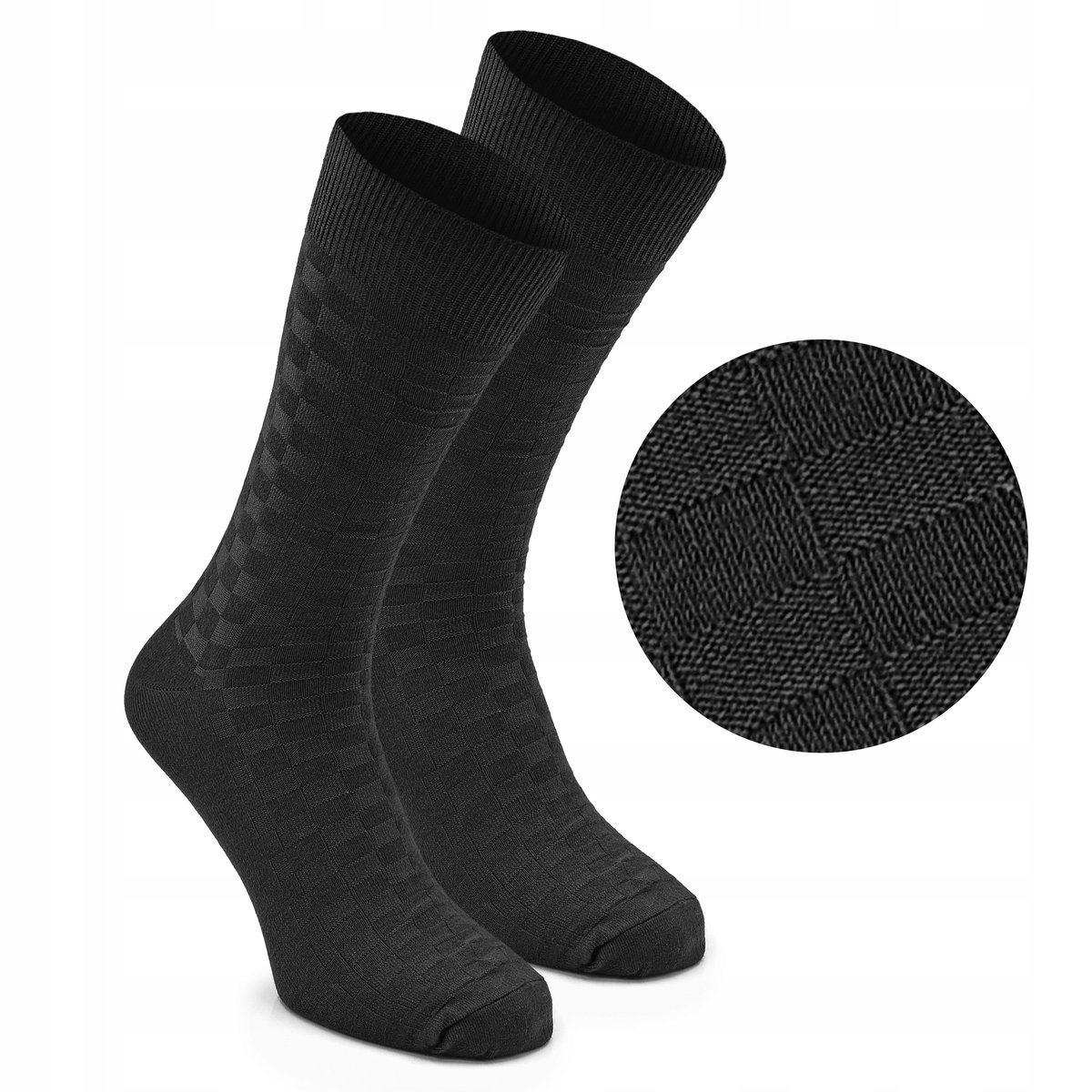 Wysokie Eleganckie SKARPETKI Męskie Bambusowe Elastyczne CZARNE One Size