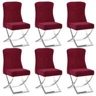 Krzesła - vidaXL Lumarko Krzesła stołowe, 6 szt., winna czerwień, 53x52x98 cm, aksamitne 3074920 - miniaturka - grafika 1
