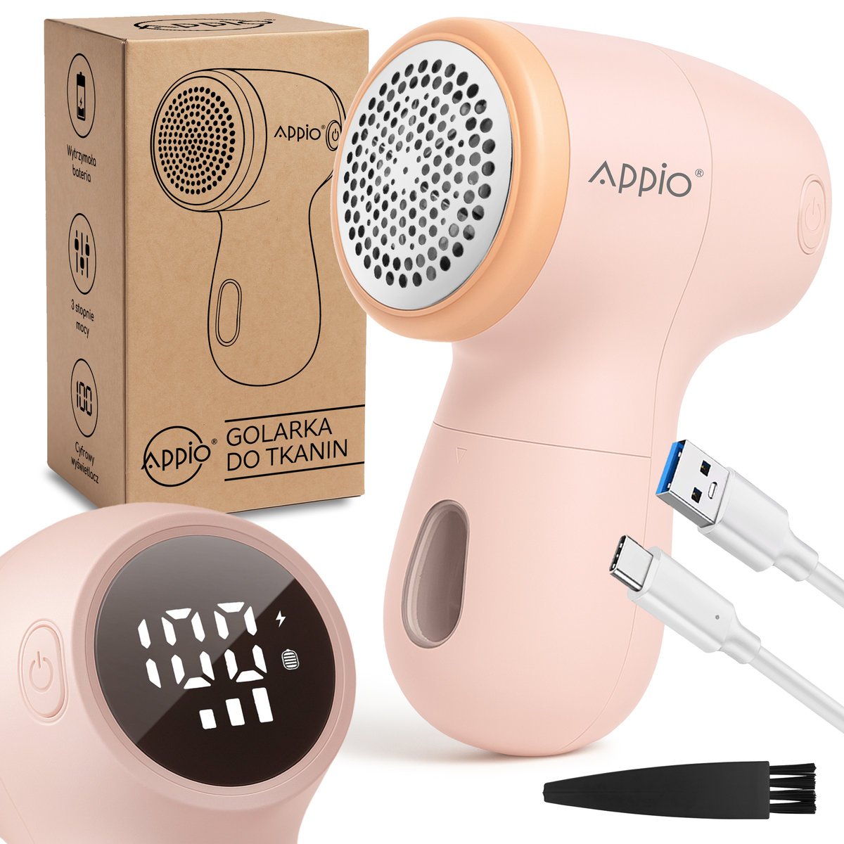 GOLARKA DO UBRAŃ TKANIN TAPICERKI SWETRÓW KANAPY mocna bezprzewodowa USB-C