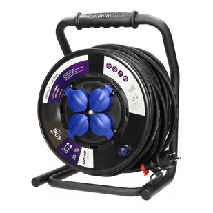 Orno Przedłużacz bębnowy profesjonalny IP44 4 gniazda 2P+Z schuko kabel gumowy olejoodporny H07RN-F 3x2,5mm$309 długość 40m unika OR-AE-13157 GS 40M - Przedłużacze i rozgałęźniki - miniaturka - grafika 1