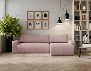 Sofa w kształcie L ARAGON narożnik tkanina Zoom różowy prawy - Narożniki - miniaturka - grafika 1