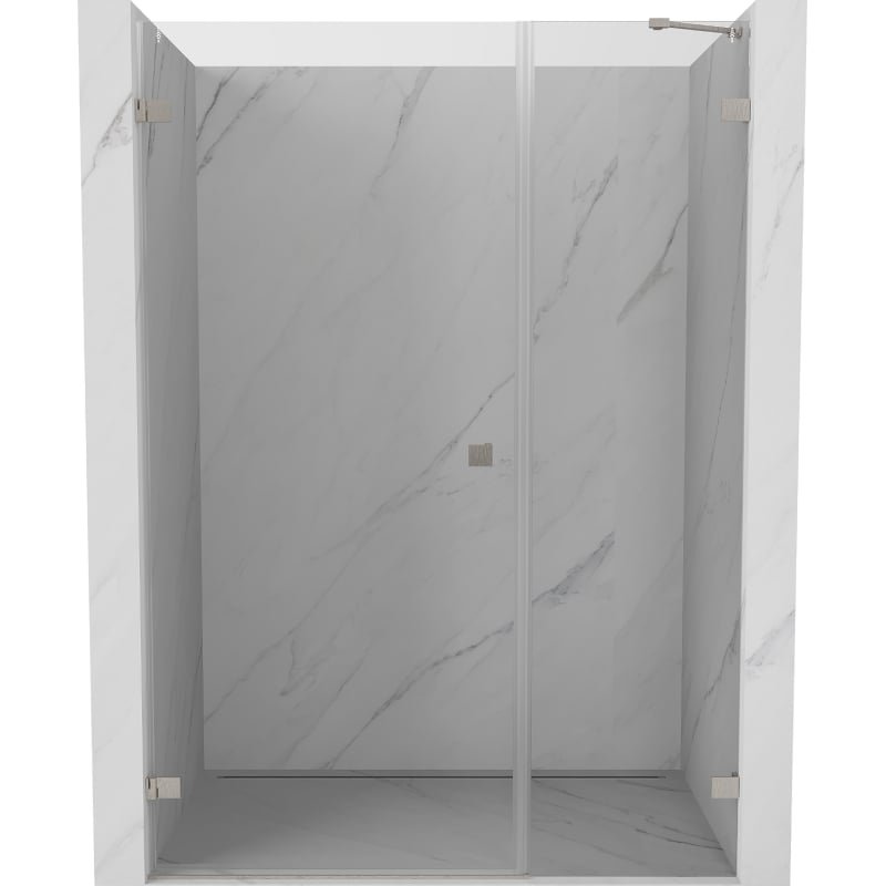 Mexen Lunar-B drzwi prysznicowe uchylne lewe 135 cm, transparent, nikiel szczotkowany - 832S-135-050-97-00-L