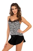 Piżamy damskie - Donna Piżama Zebra Top 1/2 Black 44 czarny - miniaturka - grafika 1