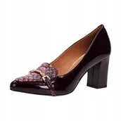 Czółenka - Czółenka Prestige 2110/OBL bordo skóra lakierowana słupek - miniaturka - grafika 1