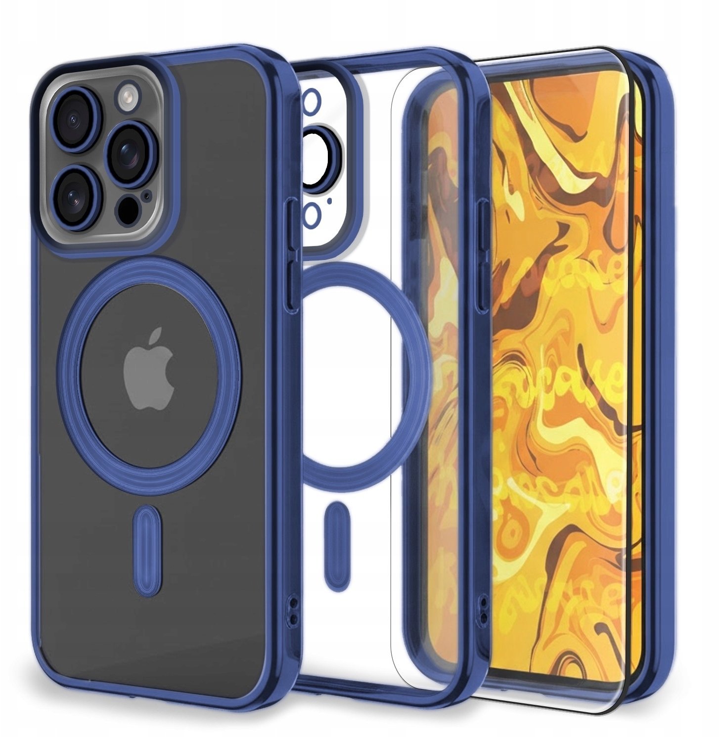 Etui Do Apple iPhone 16 Pro Max Do Magsafe, Granatowe, Metal, Case Szkło