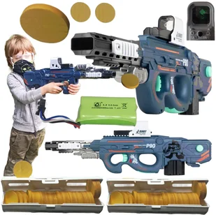 Pistolet Na Akumulator 60cm Kosmiczny Blaster STRZELA DYSKAMI dyski Karabin - Zabawki militarne - miniaturka - grafika 1