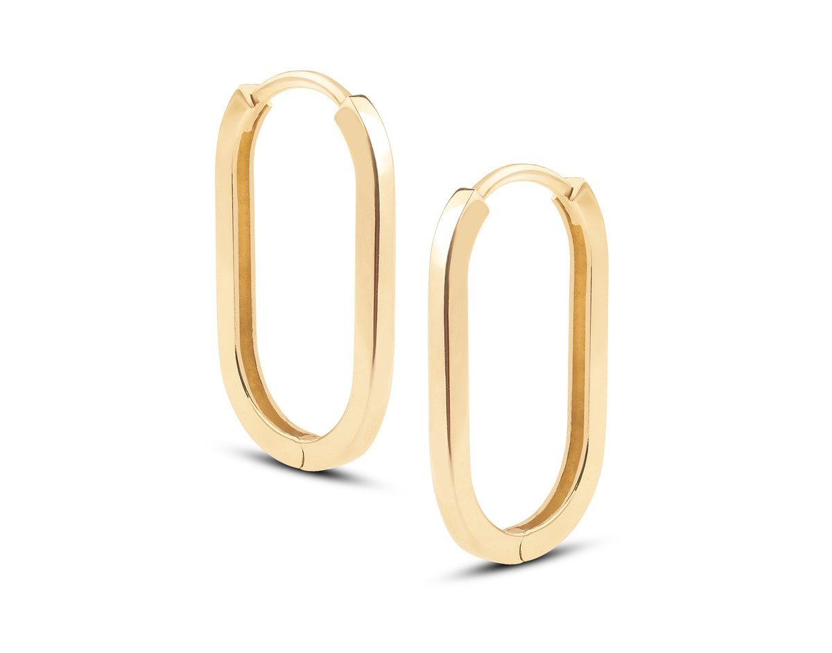 ZŁOTE KLASYCZNE KOLCZYKI WISZĄCE OWALNE OVALE 585