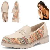 Mokasyny damskie - RIEKER Damskie Mokasyny Beżowe Półbuty Modne Wygodne Wsuwane RIEKER Damskie Mokasyny 41 Beżowe Półbuty Modne Wygodne Wsuwane - Rieker - miniaturka - grafika 1