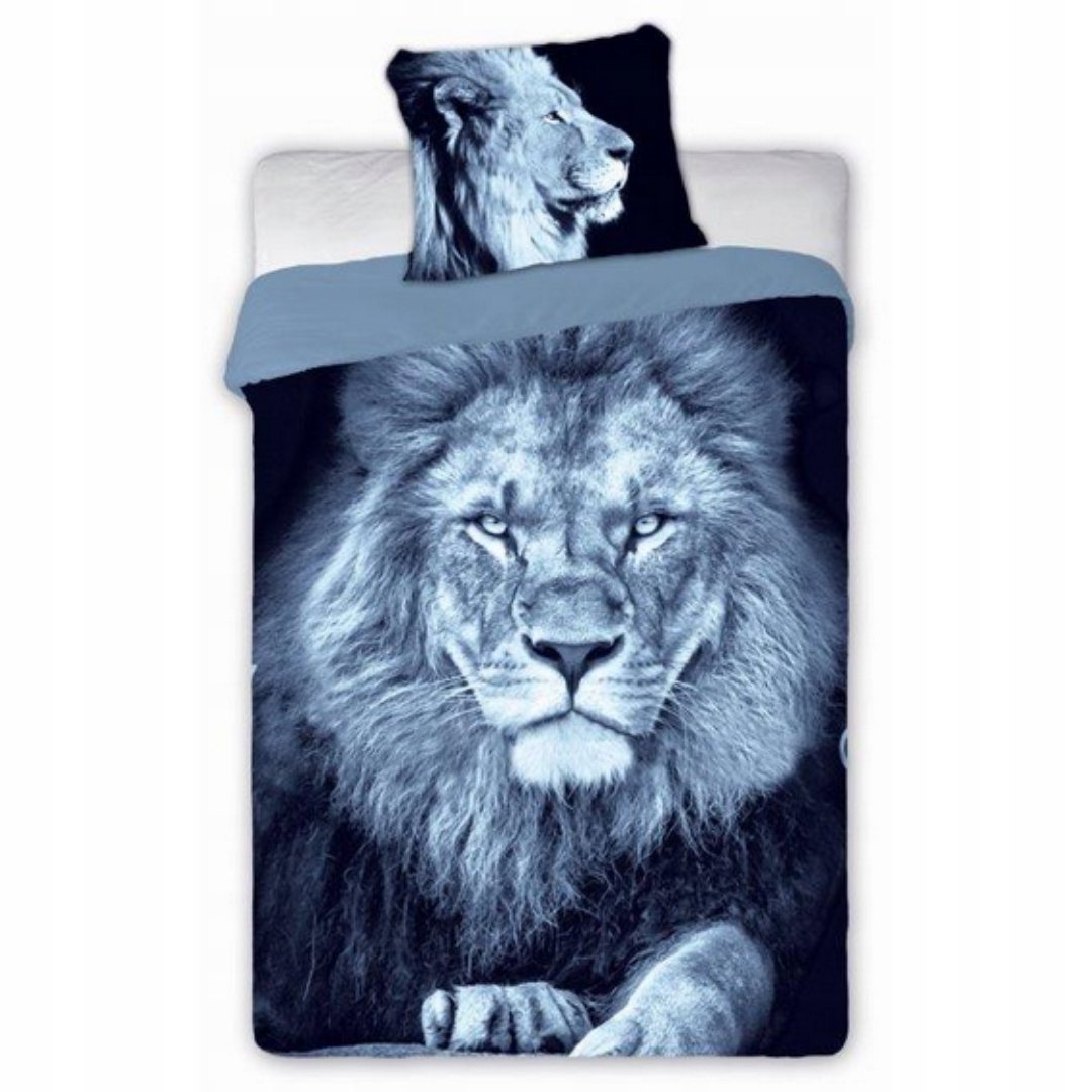 Pościel Lew 160x200 70x80 Bawełna Realistyczny Nadruk Zwierzęta Na Zamek