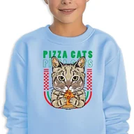 Bluzy dla dziewczynek - Bluza Dziecięca Niebieska Pizza Cats Mix Różnych Wzorów -152 Cm (12-13) - miniaturka - grafika 1