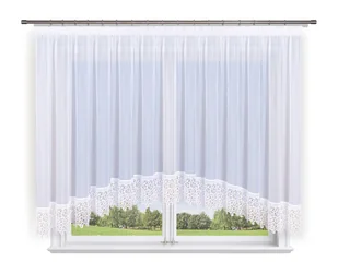 Firana gotowa 600x170 łuk,biały woal,gipiura 15cm - Firany - miniaturka - grafika 1