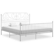 Łóżka - vidaXL Lumarko Rama łóżka, biała, metal i sklejka, 200 x 200 cm 324860 - miniaturka - grafika 1